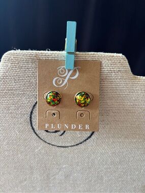Plunder Gold-Tone Multicolor Confetti Dome Studs